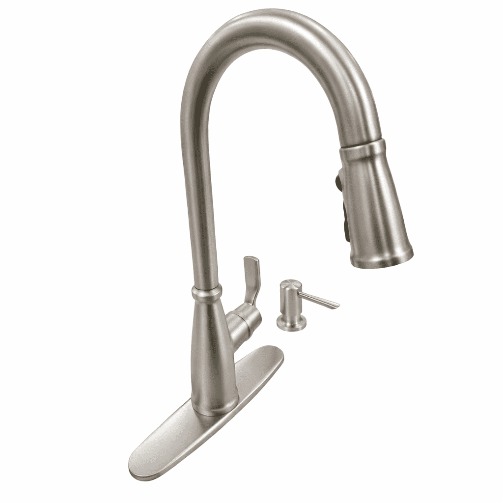 87071srs-single-handle-pull-down-sprayer-kitchen-faucet-with-pull-down-system-and-power-boost-spray-in-stainless-steel
