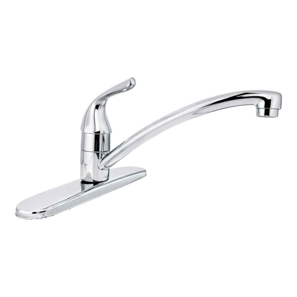 87201 Single-Handle Low-Arc Kitchen Faucet in Chrome Finish with Tool-Free Installation