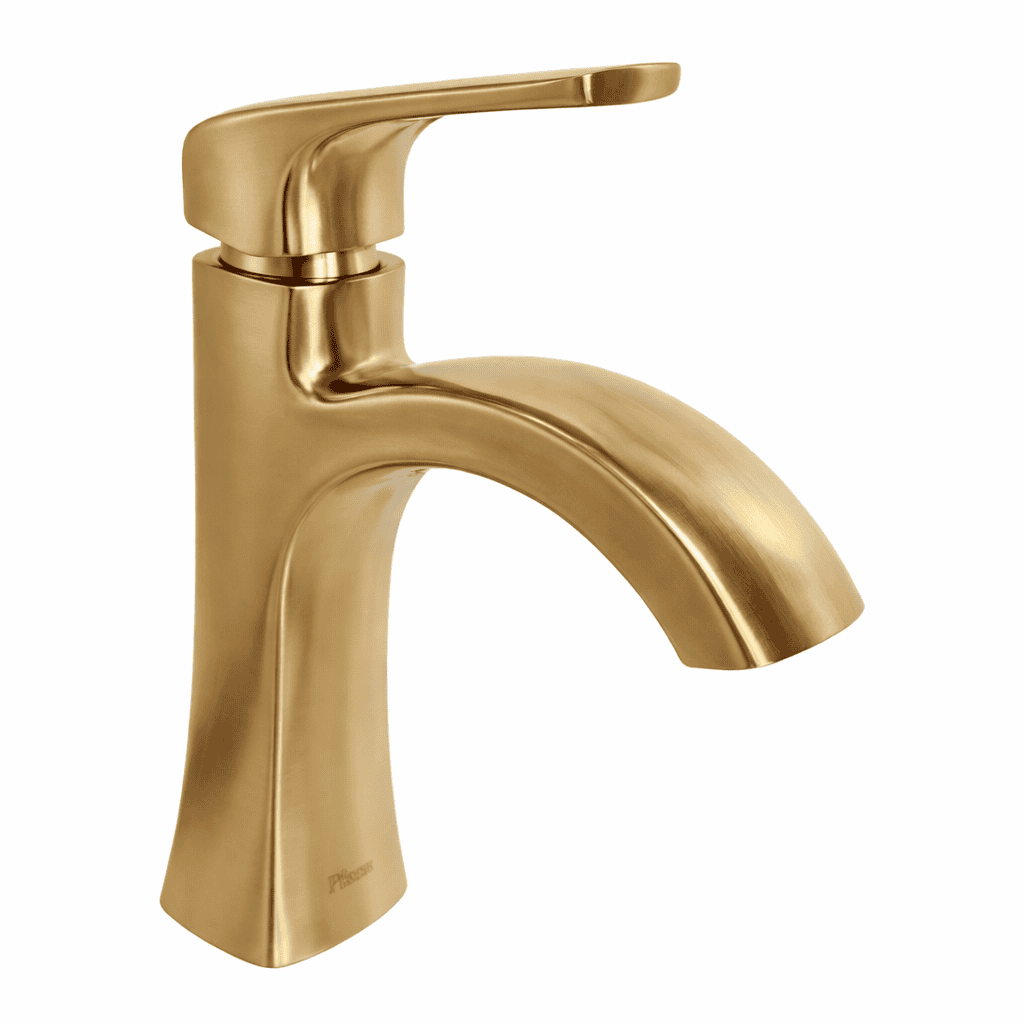 LF042-BIEBG Single-Handle Single-Hole Bathroom Faucet with Deckplate and Drain Kit Included in Brushed Gold Finish