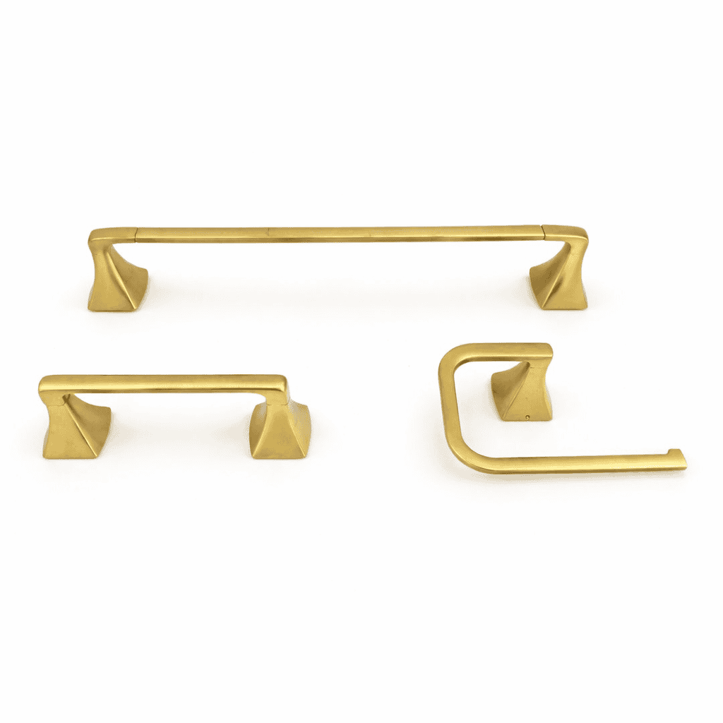 BTB-BIE3BG 3-Piece Bath Hardware Set with 18 in. Wall Mount Towel Bar, Toilet Paper Holder, and Towel Ring in Brushed Gold Finish