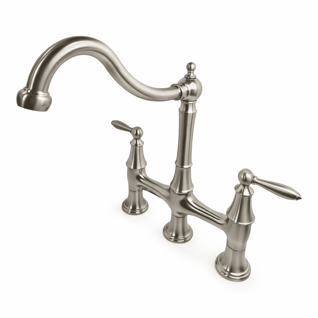 f-031-4cos-two-handle-bridge-kitchen-faucet-with-side-spray-in-stainless-steel