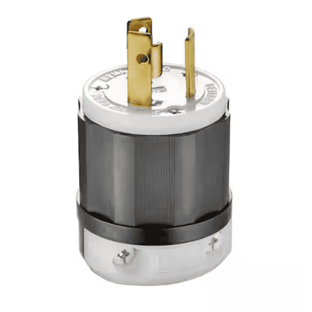 Leviton R50-02621-0CS 30 Amp 250-Volt Locking Plug, Black and White 2621-CS