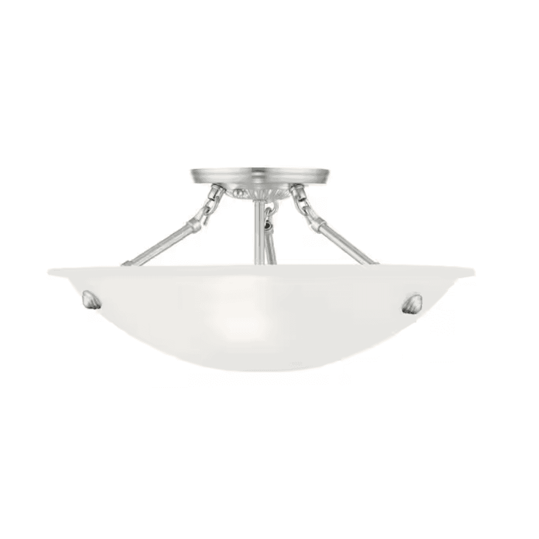 AVIANCE LIGHTING HD01374 Oasis 16 in. 3-Light Brushed Nickel Semi Flush Mount with White Alabaster Glass