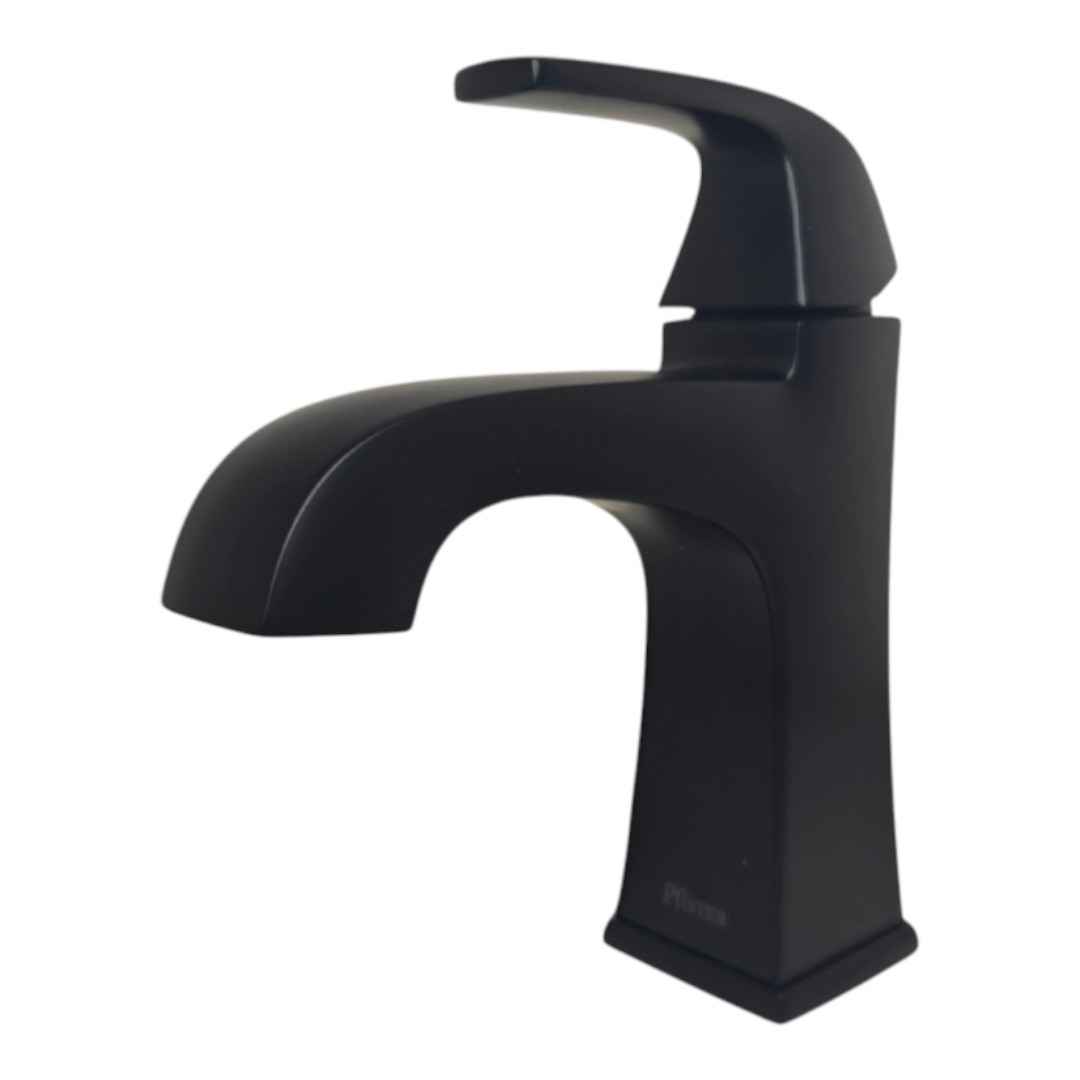 LF-042-BLLB Single-Handle Single-Hole Bathroom Faucet with Drain Kit and Deckplate in Matte Black