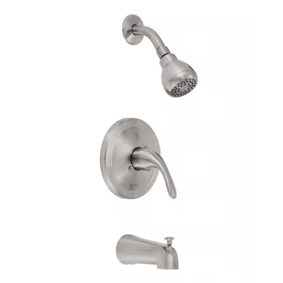 Glacier Bay HD873X-0804 Builders Single Handle 1-Spray Tub and Shower Faucet 1.8 GPM in Brushed Nickel (Valve Included)
