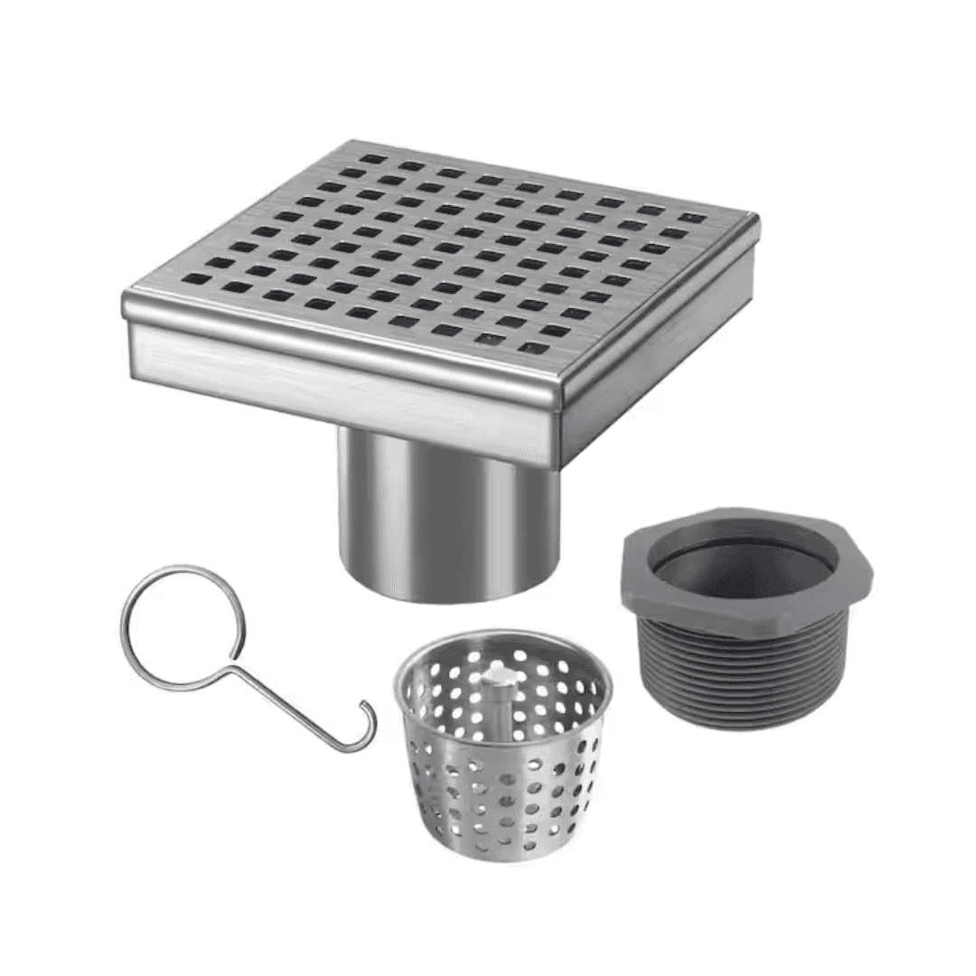 RELN FD0404SQSS 4 in. x 4 in. Stainless Steel Square Shower Drain with Square Pattern Drain Cover (4-Pack)