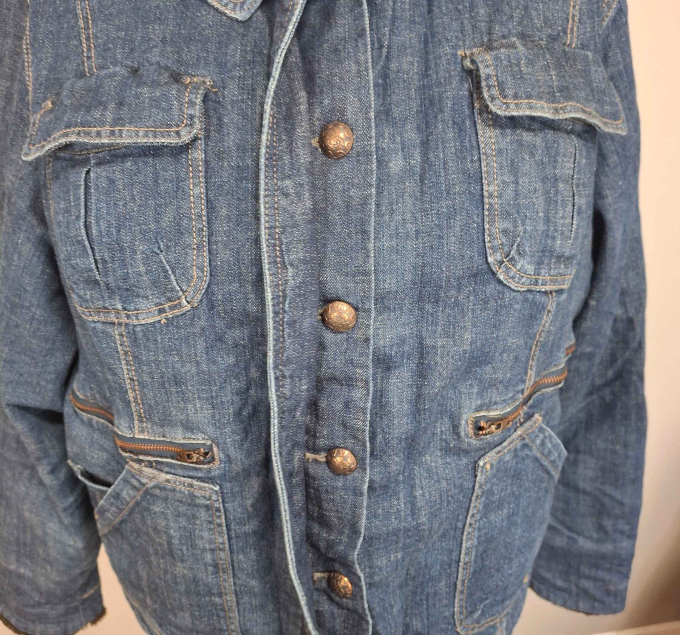 womens-denim-jacket-utility-pockets-zipper-accents-button-front-size-30-32