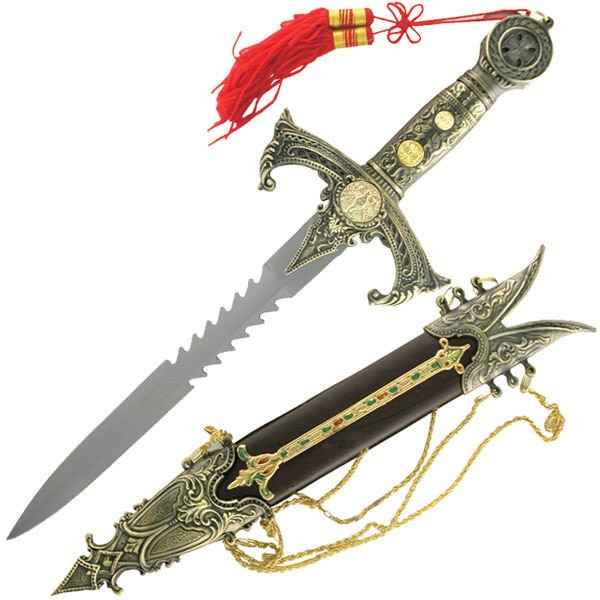 Knights Templar Dagger Pheonix Partially Serrated Steel Blade