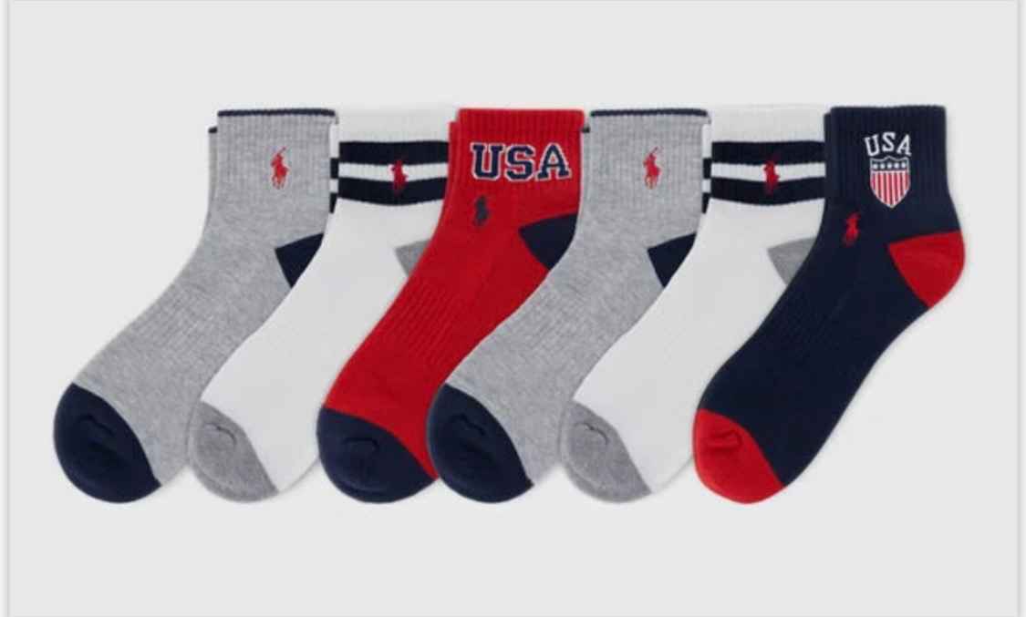 Polo Ralph Lauren 6-Pack USA Pony Performance Quarter Cushion Socks 10-13