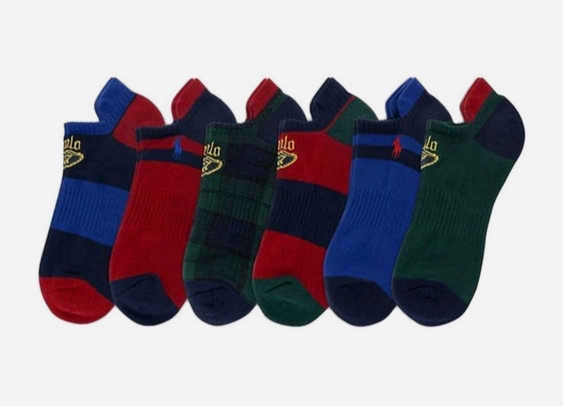 Polo Ralph Lauren Tartan No Show Low Cut Socks 6-Pack