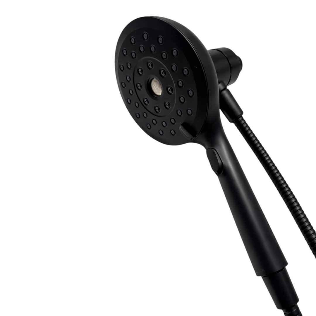 220H2BL Single-Handle 8-Spray Wall Mount Handheld Shower Head 5 in. Matte Black