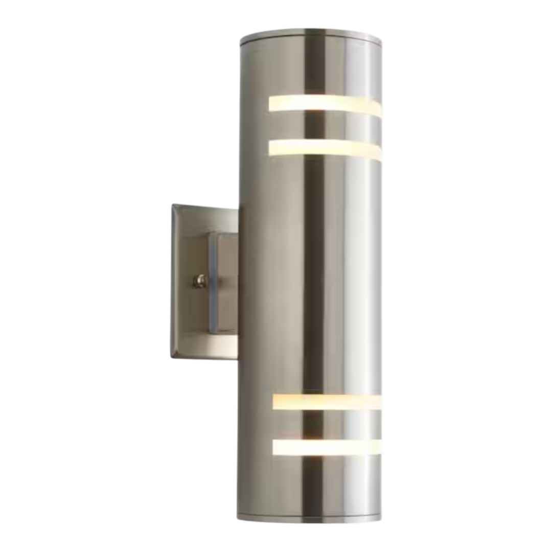 Artika AMP74 V3 Stream Stainless Steel Modern Outdoor Hardwired Garage and Porch Light Cylinder Sconce