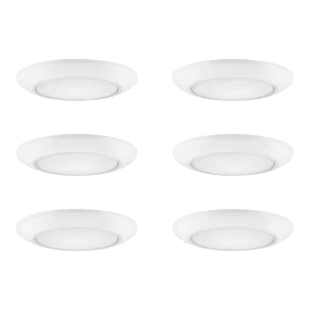Commercial Electric A01062303A 6-Pack 4 in. LED Surface Mount Downlight Flush Mount Disk Light Fixture, 800 Lumens, Selectable CCT 2700K-5000K