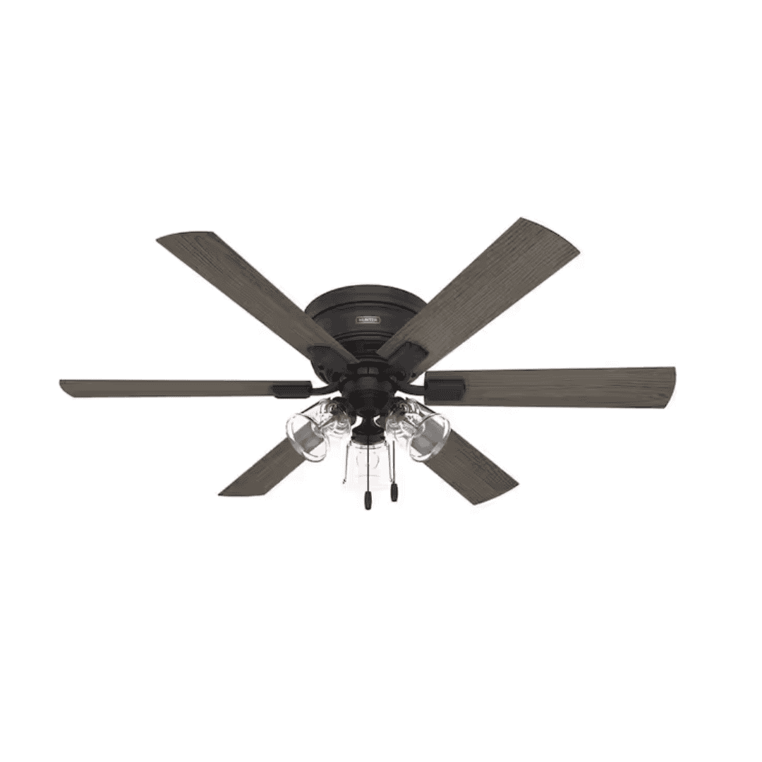 52822 52 in. Indoor Matte Black Low Profile Standard Ceiling Fan with LED Light Kit Included
