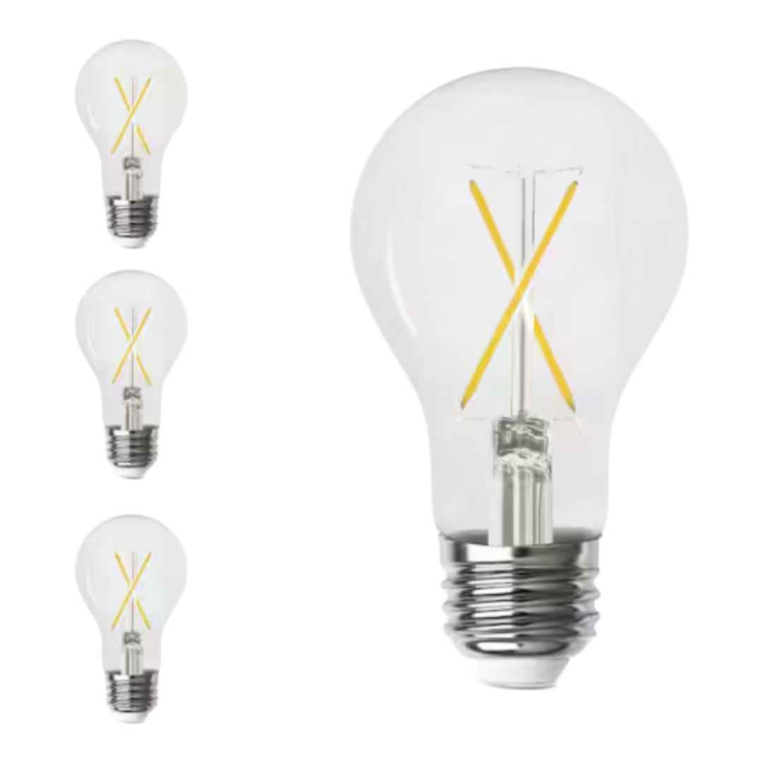 Feit Electric A1960CL950CA/FIL/4 60-Watt Equivalent A19 Dimmable Filament CEC 90 CRI Clear Glass E26 Medium Base LED Light Bulb, Daylight 5000K (4-Pack)