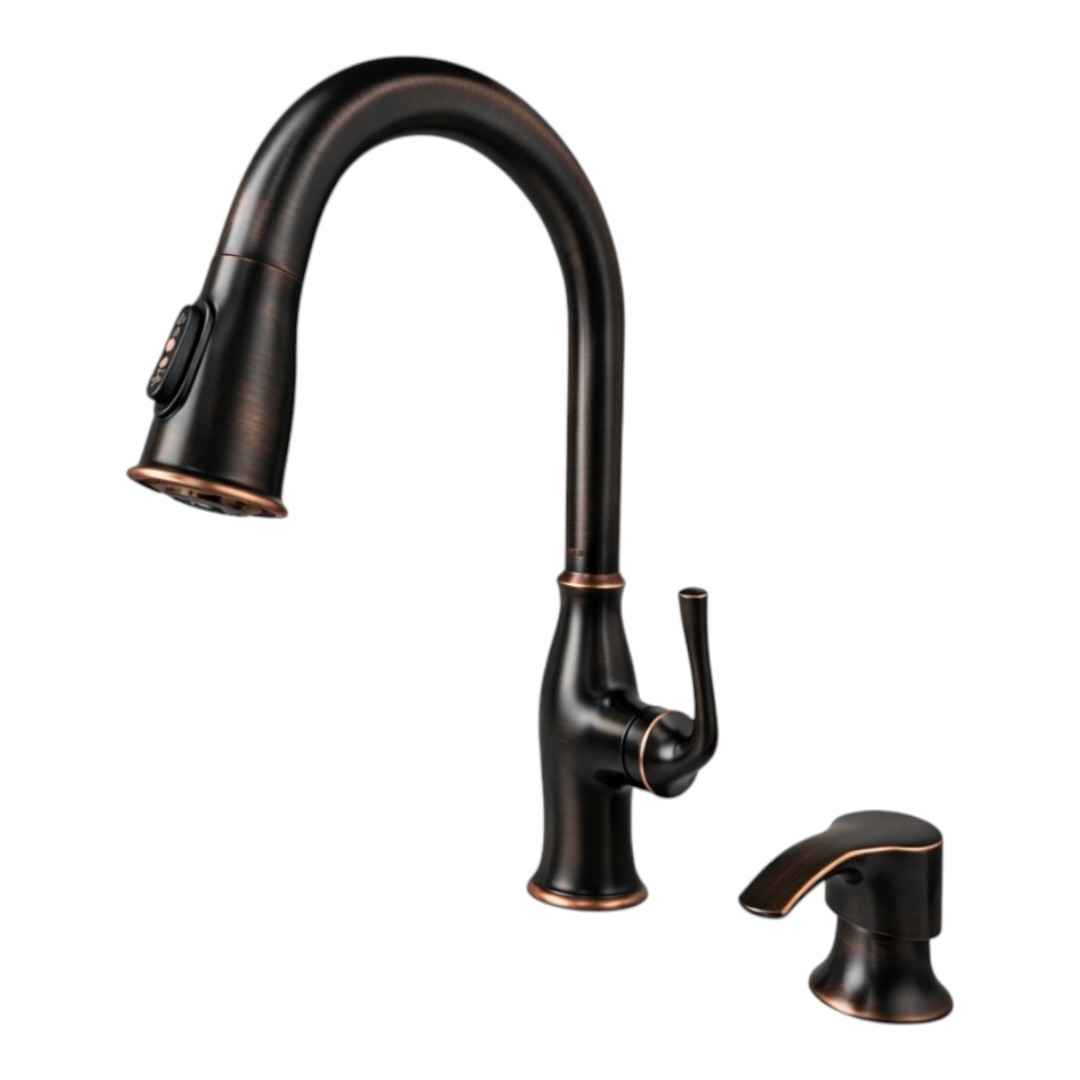 F-529-7RSSRY Single-Handle Pull-Down Sprayer Kitchen Faucet with Deckplate Included in Tuscan Bronze