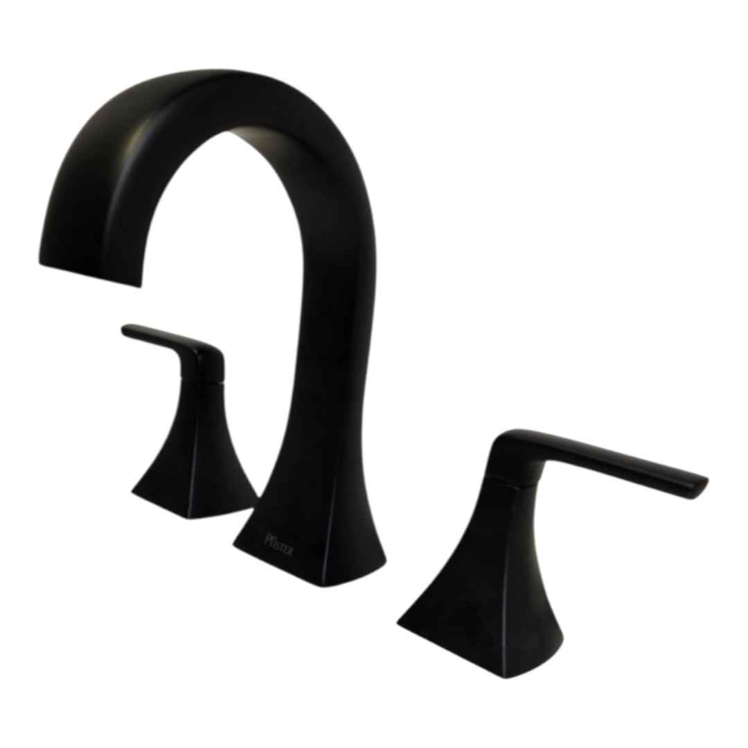 LF049-BIESDB 8 in. Adjustable Widespread Double-Handle Bathroom Faucet with Drain Kit Included in Matte Black