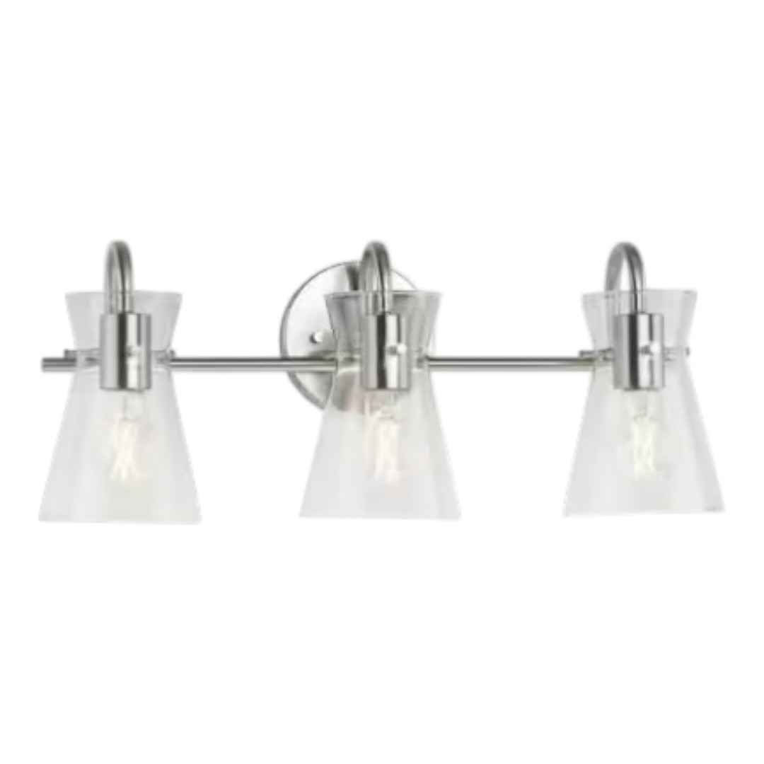 Progress Lighting P300546-009 Briosco Collection 21 in. 3-Light Brushed Nickel Modern Industrial Vanity Light for Bathrooms