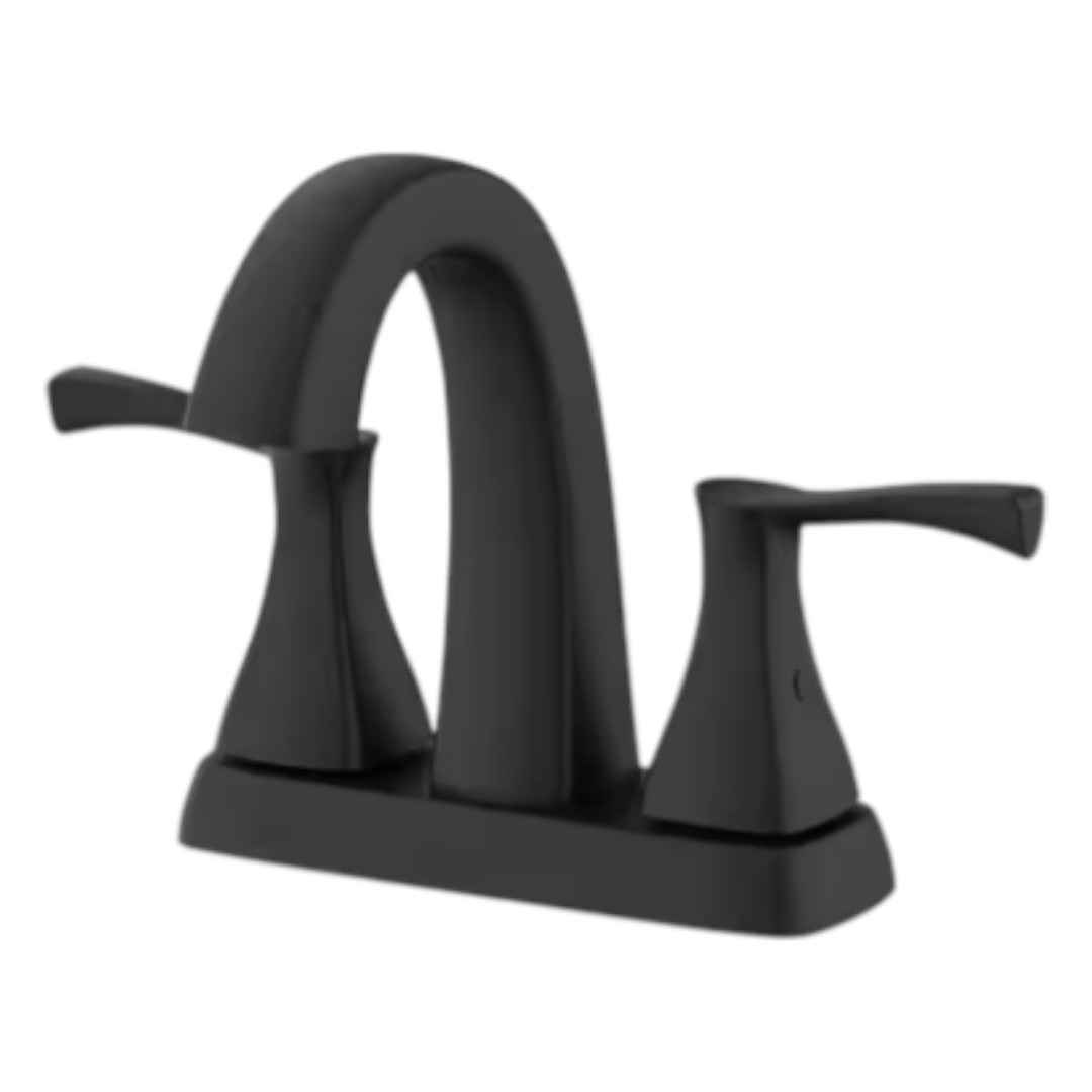 Glacier Bay HDQF51A1153BL Calandine 4 in. Centerset 2-Handle Bathroom Faucet with Drain Kit Included in Matte Black