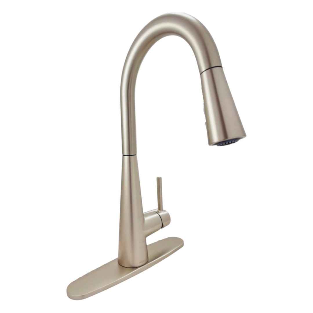 7864SRS 15.56 in. H Pull-Down Sprayer Kitchen Faucet with 360° Spout Swivel and Spray Boost in Stainless Steel