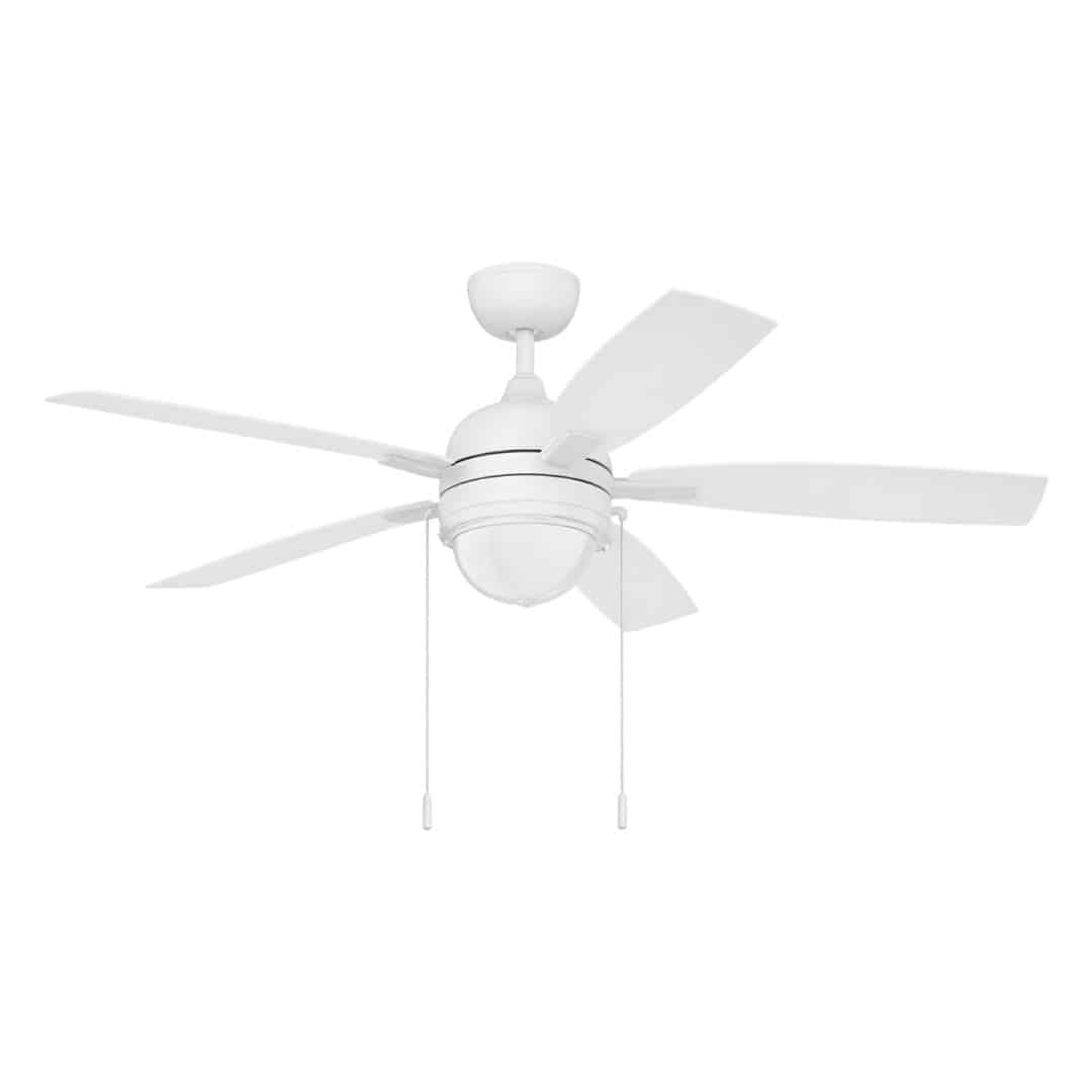 Hampton Bay YG991-MWH Seaport II 52 in. Indoor/Outdoor Wet Rated Matte White Ceiling Fan with LED Bulbs Included