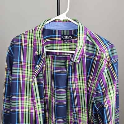 Chaps Men's Easy Care Plaid Long Sleeve Button-Down Shirt Multicolor Size L