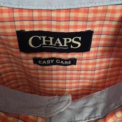 chaps-mens-xl-pink-blue-check-easy-care-short-sleeve-button-up-shirt