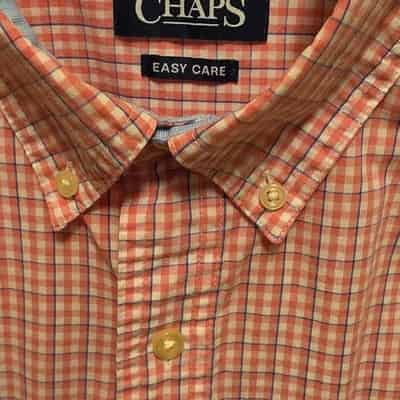 chaps-mens-xl-pink-blue-check-easy-care-short-sleeve-button-up-shirt