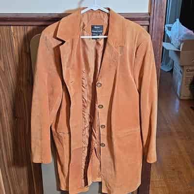 Dennis Basso Brown Leather Overcoat XL Men's Button Closure Lined Pockets