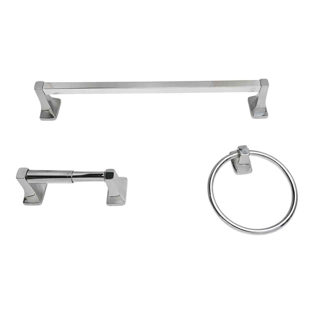 YB0193CH 3-Piece Bathroom Hardware Set with 18 in. Towel Bar in Chrome