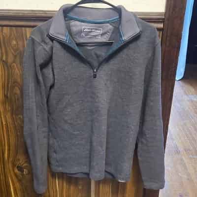 Eddie Bauer Gray 1/4 Zip Collared Pullover Sweatshirt Knit Size S