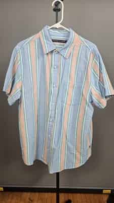EDGAR + ASH Men's Striped Short Sleeve Button-Up Shirt Multicolor Size L