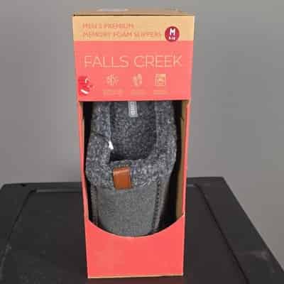 Falls Creek Men's Moccasin Slippers Gray 9-10 Memory Foam Machine Washable