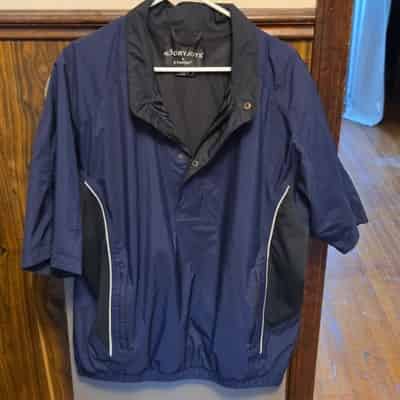 FootJoy DryJoys Men's Short Sleeve Golf Windshirt Jacket Navy Black L