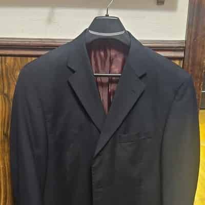 Franco Valentino Black Wool High Twist Suit Jacket 44R RM3 Hand Tailored Men