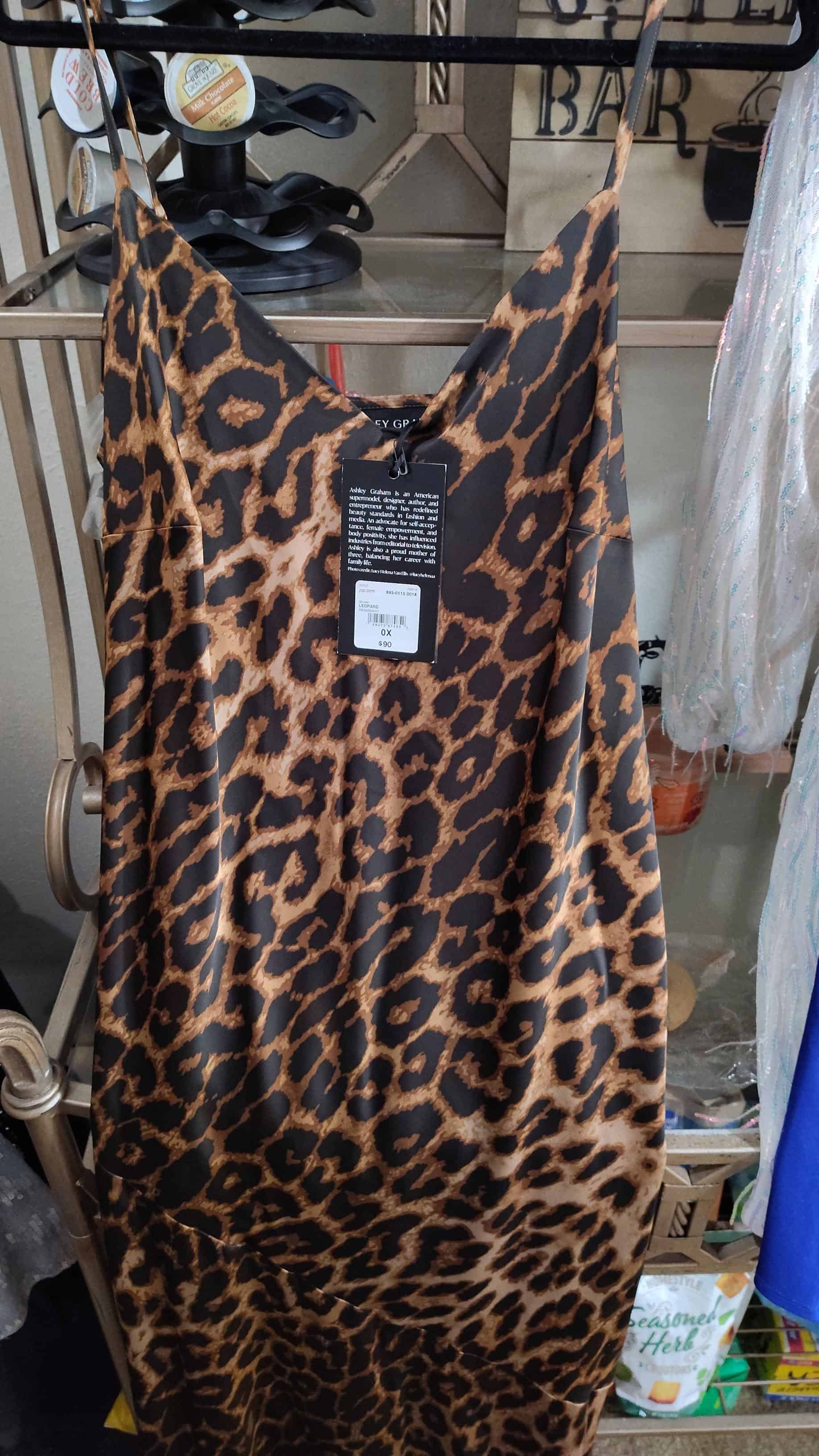 Ashley Graham Leopard Print Slip Dress Long V-Neck & Matching jacket 2x