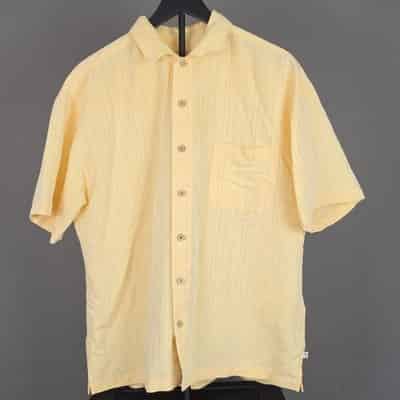 Island Shores Men's Yellow White Plaid Short Sleeve Button-Up Shirt XL