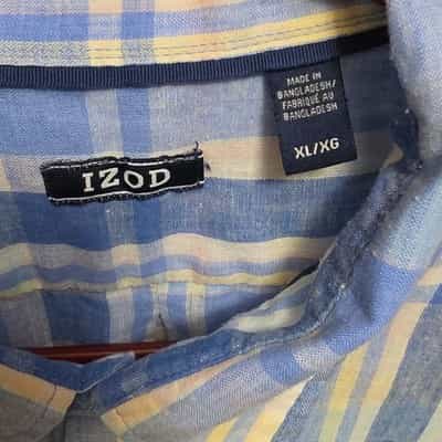 izod-mens-blue-yellow-white-plaid-short-sleeve-button-up-shirt-xl