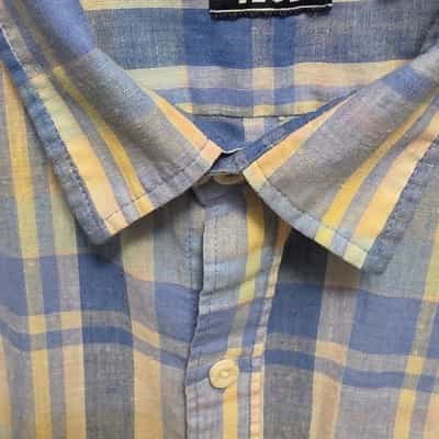 izod-mens-blue-yellow-white-plaid-short-sleeve-button-up-shirt-xl