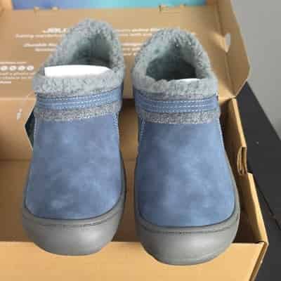 JBU Ginger Blue Memory Foam Faux Fur Lined Clog Slippers Suede Women's 6