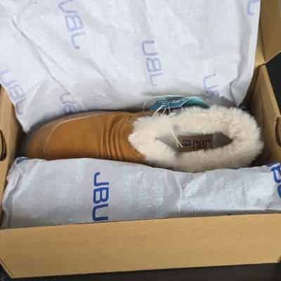 JBU Heather Tan Women's Slip-On Shearling Memory Foam Comfort Shoes 7.5M