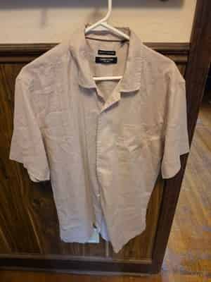 Kenneth Cole New York Men’s XL Beige Linen Blend Short Sleeve Button Up