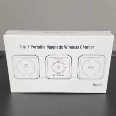 RTOPS 3 in 1 Magnetic Wireless Charger Black W-312 Portable