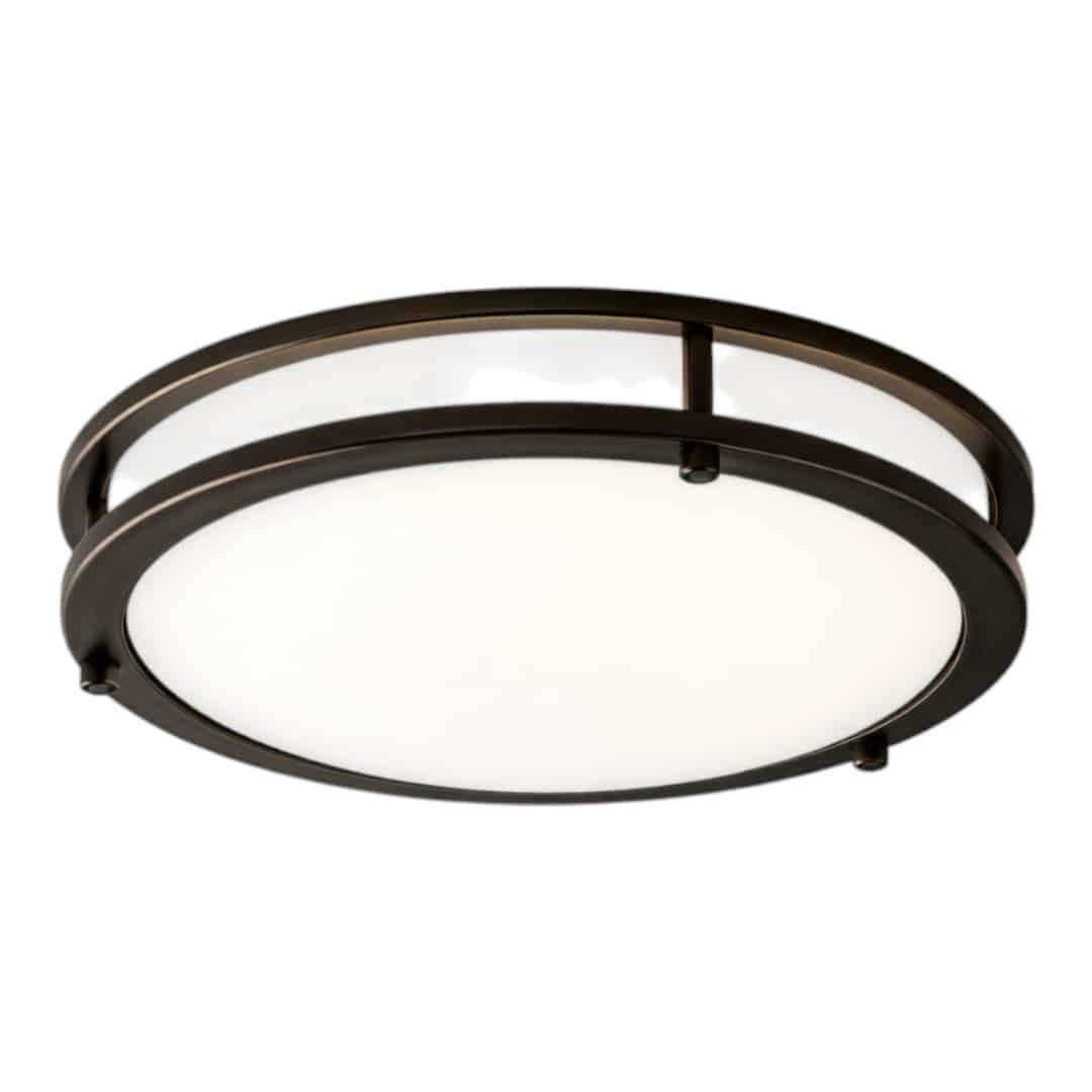 Hampton Bay HB1023C5CCT43-2 Flaxmere 12 in. Modern Matte Black Selectable 5 CCT Integrated LED Flush Mount for Kitchens or Bedrooms (2-Pack)