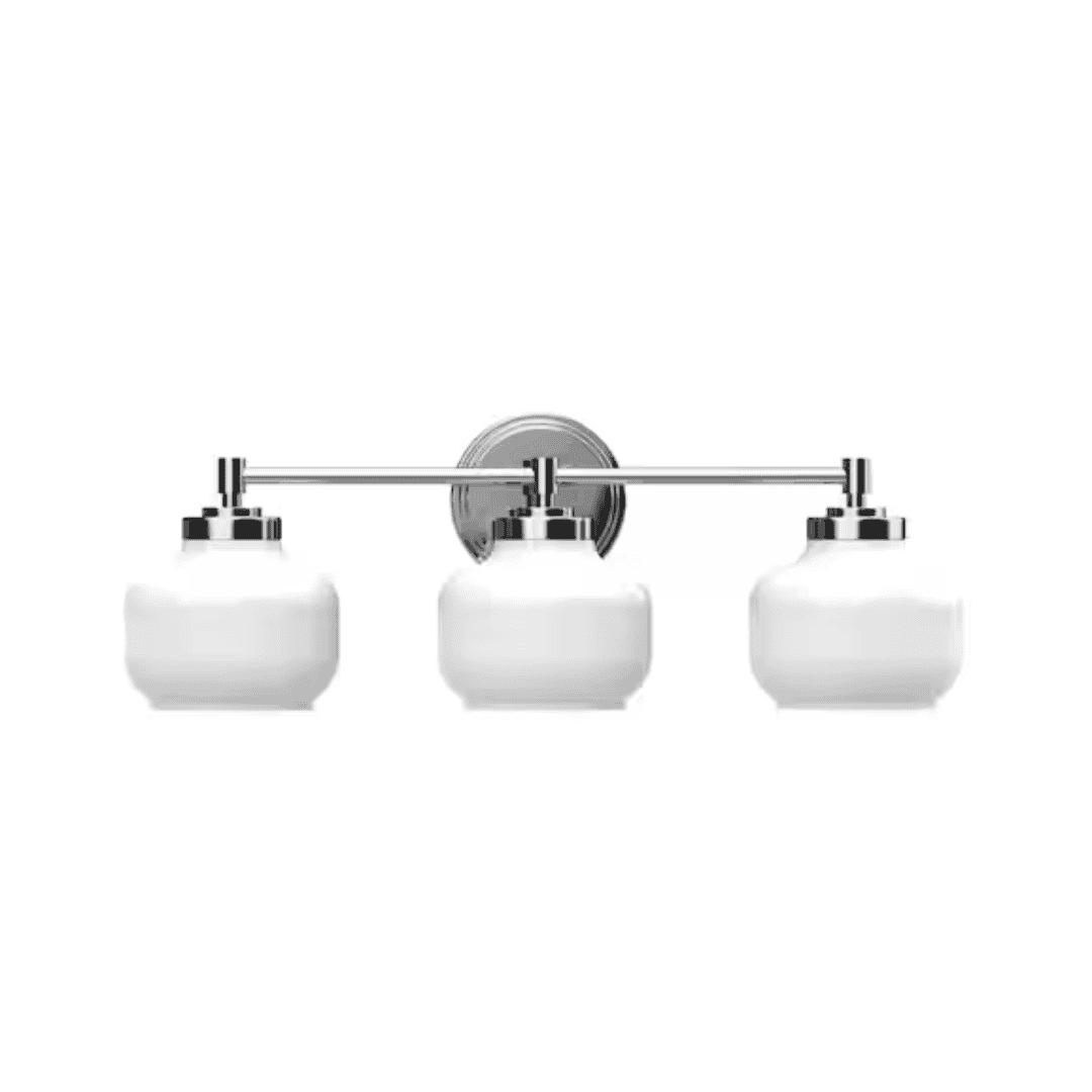KICHLER 37555 Breslyn 24 in. 3-Light Chrome Updated Traditional Bathroom Vanity Light with Opal Glass