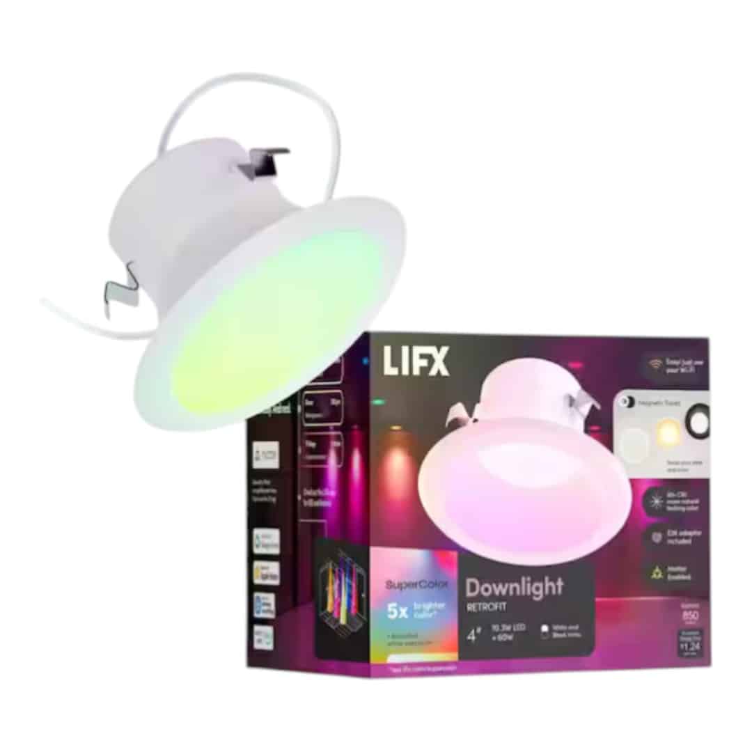LIFX LFXR4DB/RGBW/RT 4 in. SuperColor Adjustable Smart Retrofit Deep Baffle Recessed Light Trim Kit Downlight