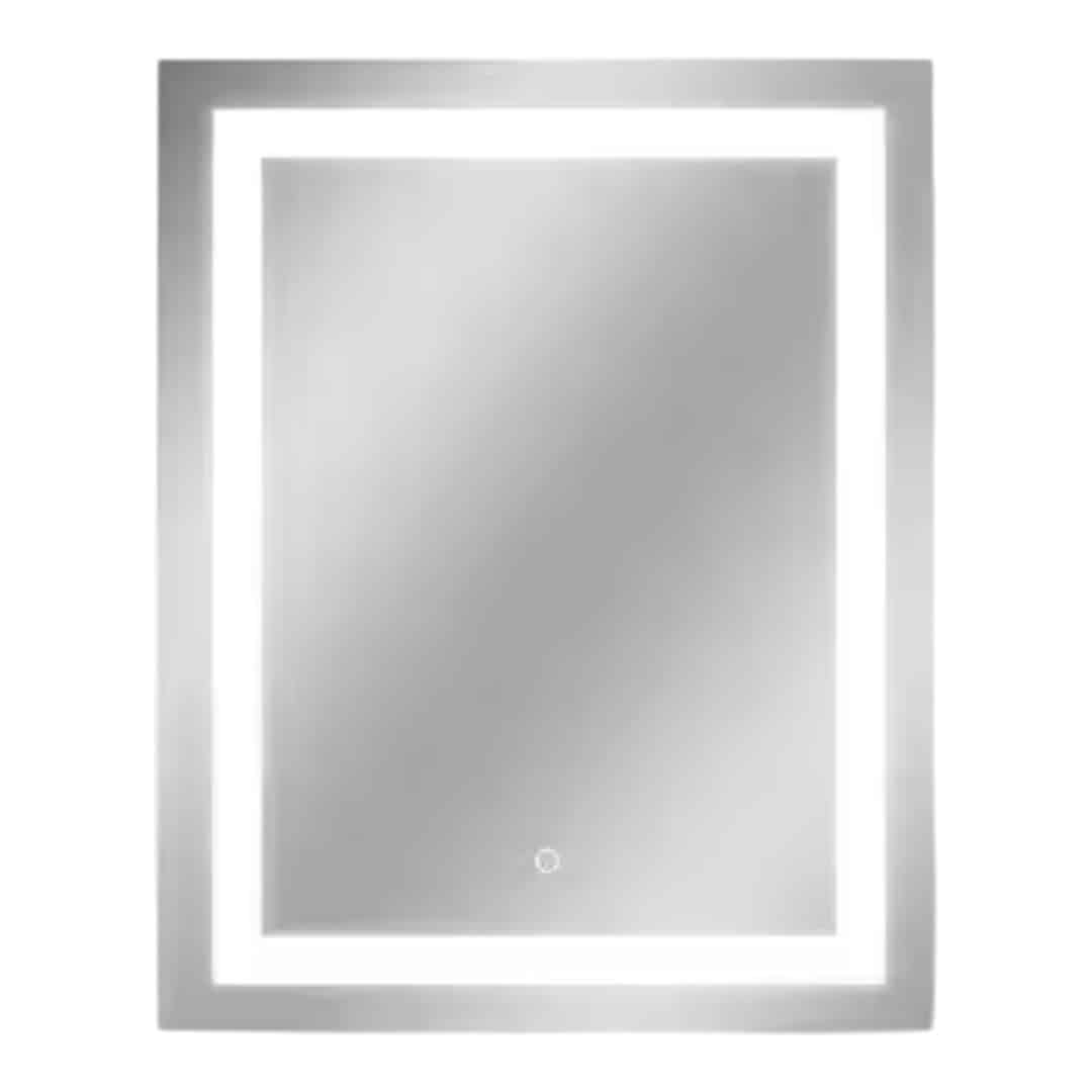 HOMLUX 0153004B74 24 in. W x 30 in. H Rectangular Frameless LED Light with Anti-Fog Wall Mounted Bathroom Vanity Mirror