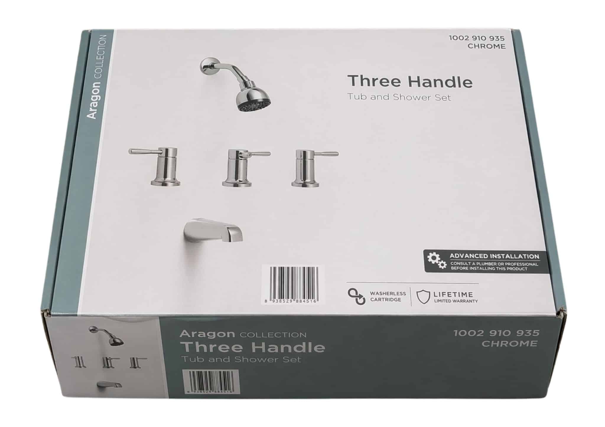 Glacier Bay Aragon 1002 910 935 3-Handle 1-Spray Tub and Shower Faucet in Chrome (Valve Included)n in