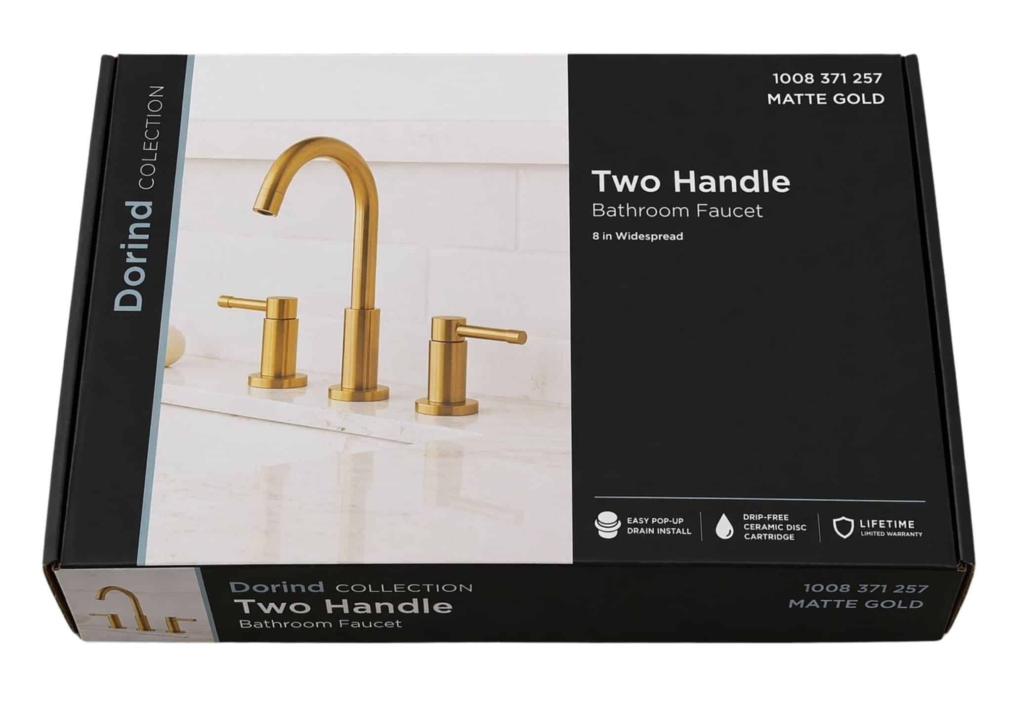 Glacier Bay 1008 371 257 Dorind 8 in. Widespread Double-Handle High-Arc Bathroom Faucet in Matte Gold