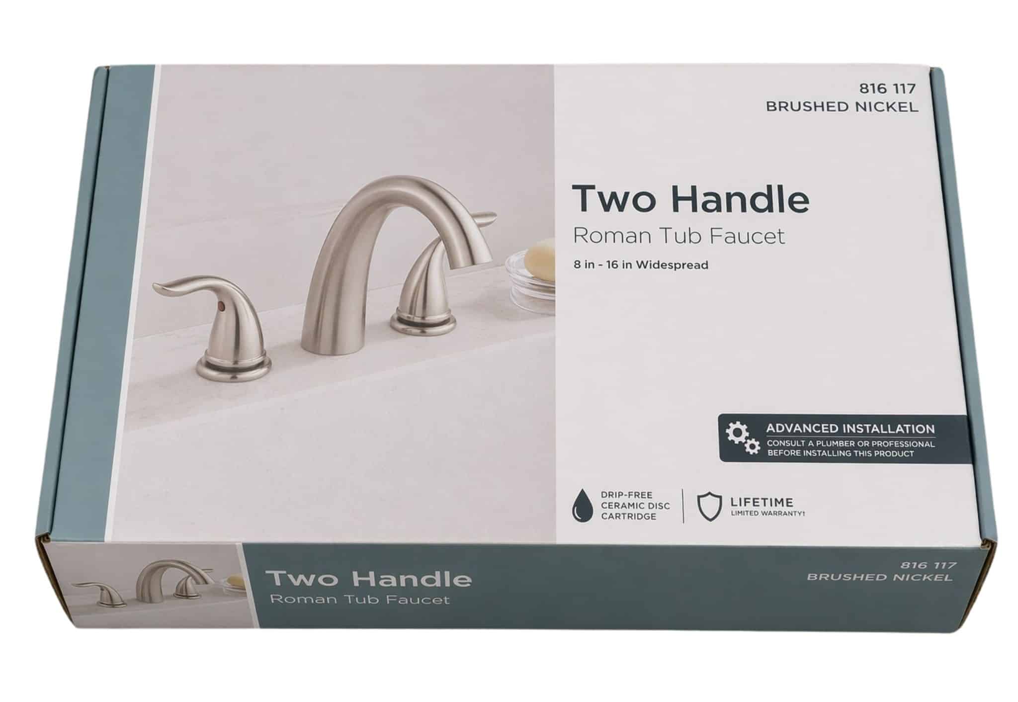 Glacier Bay (816 117) Builders 2-Handle Deck-Mount Roman Tub Faucet in Brushed Nickel